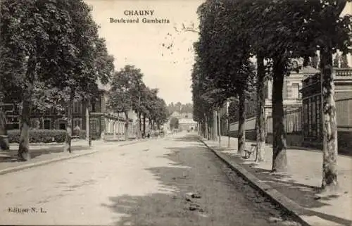 Ak Chauny Aisne, Boulevard Gambetta