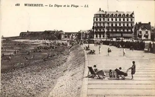 Ak Wimereux Pas de Calais, La Digue und der Strand