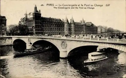 Ak Paris I, Île de la Cité, La Conciergerie und Pont au Change