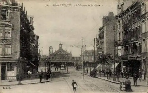 Ak Dunkerque Dünkirchen Nord, Avenue de la Gare