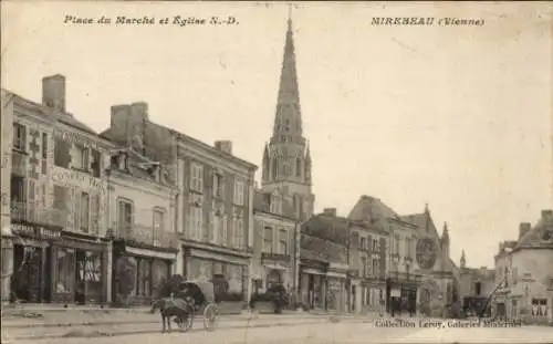 Ak Mirebeau Vienne, Place du Marche, N.-D-Kirche