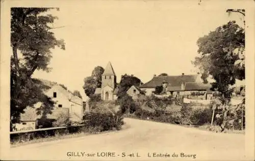 Ak Gilly sur Loire Saône-et-Loire, Eingang zum Bourg