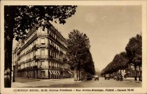 Ak Paris VIIIe Élysée, Rue Arsène Houssaye, Hotel Dominion