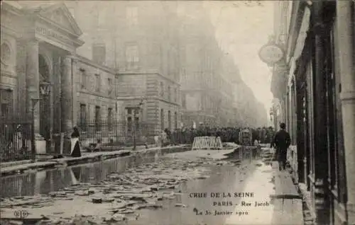 Ak Paris, Seineflut, Hochwasser, Rue Jacob, 30. Januar 1910