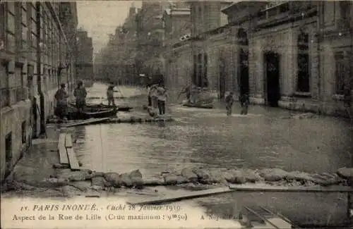 Ak Paris VII, Rue de Lille, Paris Inonde, Hochwasser, 28. Januar 1910