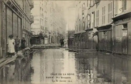 Ak Paris, Seineflut, Hochwasser, Rue Bonaparte, 30. Januar 1910