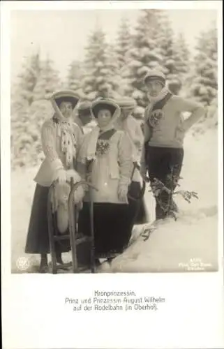 Ak Oberhof im Thüringer Wald, Alexandra Viktoria, August Wilhelm, Rodelbahn, Winteransicht