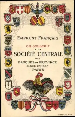 Wappen Ak Reklame, Emprunt Francais, Societe Centrale des Banques de Provincial