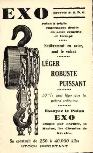 Ak Werbung für Haken und Ketten, Exo