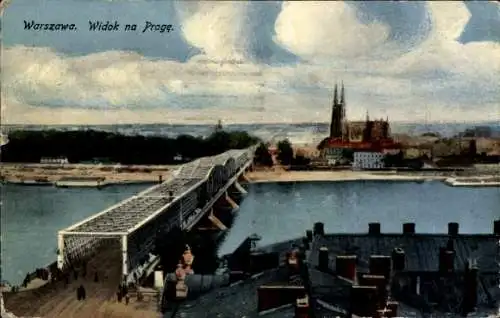 Ak Warszawa Warschau Polen, Widok na Prage, Brücke