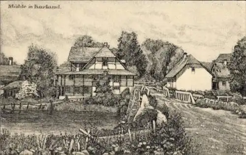 Künstler Ak Hänsel, A., Kurland, Mühle