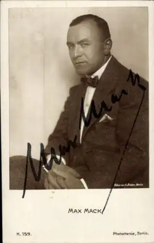 Ak Regisseur Max Mack, Portrait, Autogramm