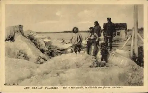 Ak Kanada, Polareis, auf dem Mackenzie beginnt der Eisaufbruch