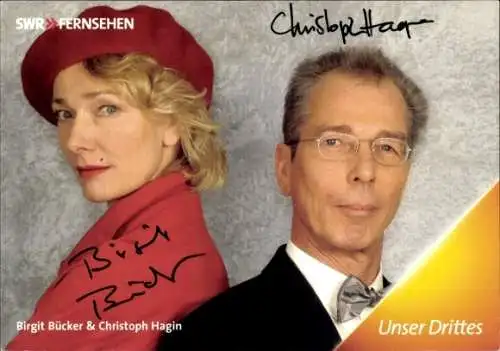 Foto Ak Schauspieler Birgit Bücker und Christoph Hagin, die Fallers, SWR