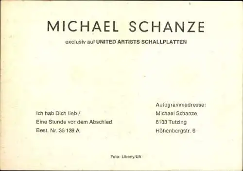 Foto Sänger Michael Schanze, Portrait, Autogramm