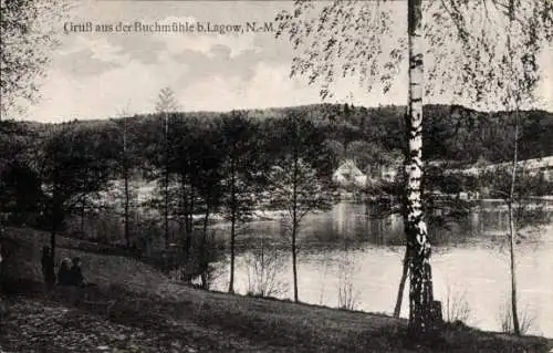 Ak Łagów Lagow Neumark Ostbrandenburg, Teilansicht, Gasthof Buchmühle