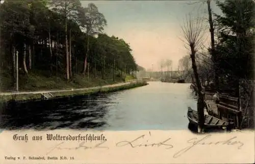 Ak Woltersdorf bei Berlin, Wasserpartie, Woltersdorfer Schleuse, Flakensee