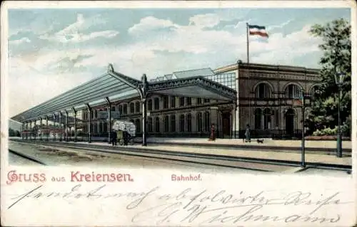 Litho Kreiensen Einbeck, Bahnhof, Gleisansicht