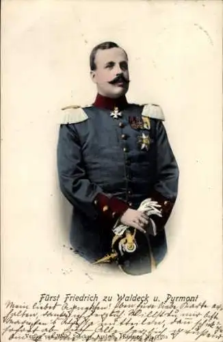 Ak Fürst Friedrich zu Waldeck und Pyrmont, Portrait, Uniform