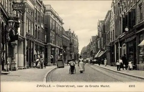 Ak Zwolle Overijssel Niederlande, Diezerstraat, zum Groote Markt