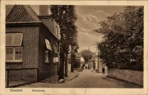 Ak Greetsiel Krummhörn in Ostfriesland, Schulstraße