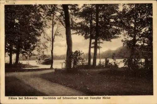 Ak Fähre bei Schwerin in Mecklenburg, Schweriner See, Dampfer Niclot