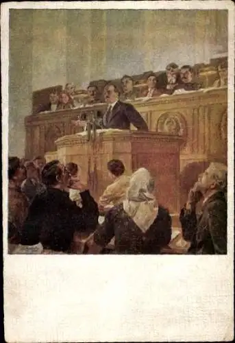 Künstler Ak Rede Michail Iwanowitsch Kalinin, Politiker, Revolutionär