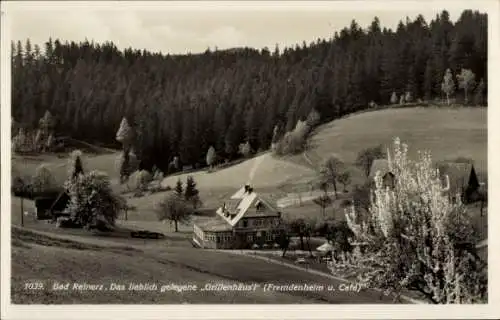 Ak Duszniki Zdrój Bad Reinerz Schlesien, Grillenhäusl, Fremdenheim und Café, Wald