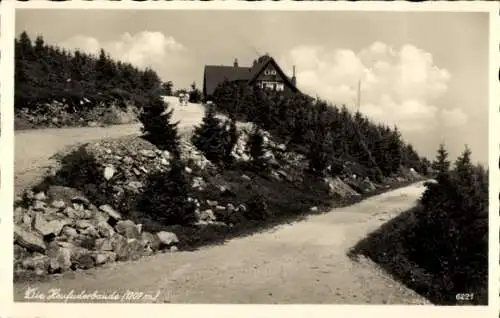 Ak Świeradów Zdrój Bad Flinsberg Isergebirge Schlesien, Heufuderbaude