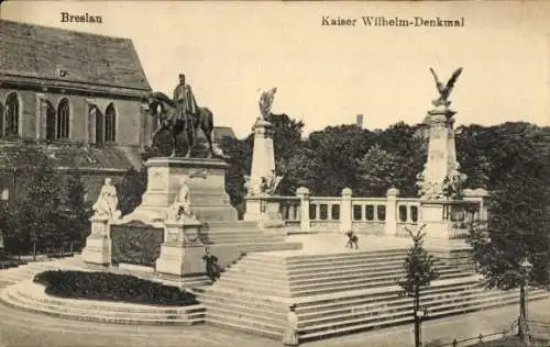 Ak Wrocław Breslau Schlesien, Kaiser Wilhelm Denkmal