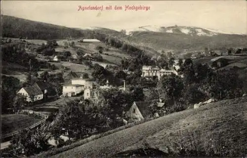 Ak Jagniątków Agnetendorf Jelenia Góra Hirschberg Riesengebirge Schlesien, Teilansicht