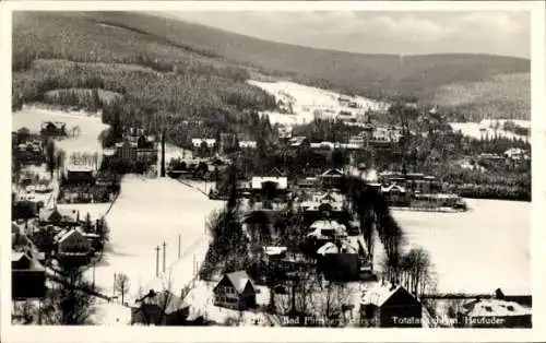 Ak Świeradów Zdrój Bad Flinsberg Schlesien, Panorama, Winter, Heufuder