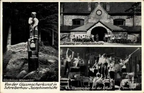 Ak Szklarska Poręba Schreiberhau Riesengebirge Schlesien, Josephinenhütte, Glasbläserei