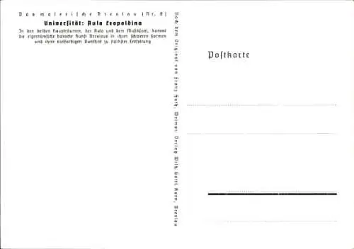 Künstler Ak Huth, F., Breslau Wrocław in Schlesien, Universittät, Aula Leopoldina