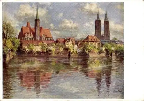 Künstler Ak Wroclaw Breslau Schlesien, Dominsel, 12. Dt. Sängerbundestfest 1937, 75 Jahrfeier DSB