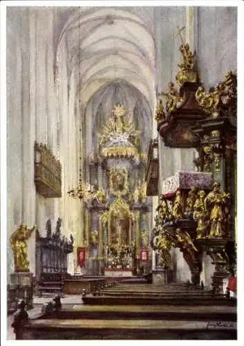 Künstler Ak Huth, F., Wrocław Breslau Schlesien, Inneres der Dorotheenkirche