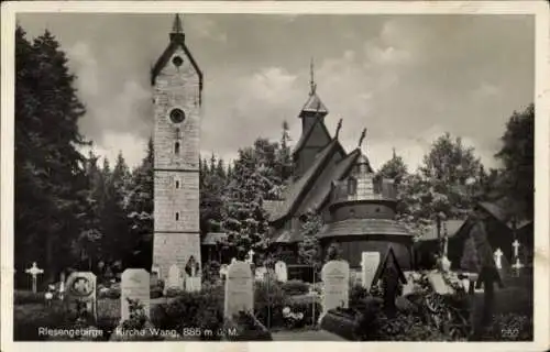 Ak Karpacz Górny Brückenberg Krummhübel Riesengebirge Schlesien, Kirche Wang