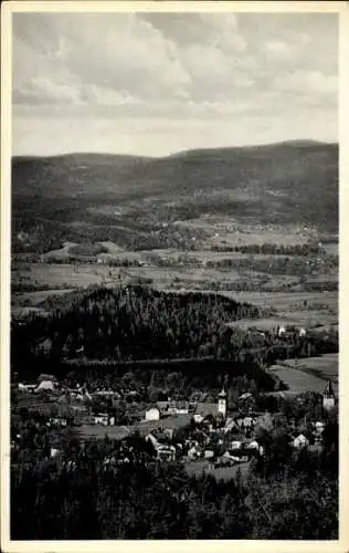 Ak Karpacz Krummhübel Riesengebirge Schlesien, Blick vom Berghotel Teichmannbaude, Pfaffenberg