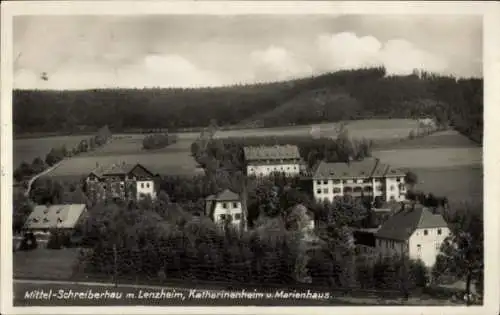 Ak Szklarska Poręba Mittel Schreiberhau Riesengebirge, Lenzheim, Katharinenheim und Marienhaus