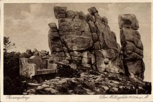 Ak Podgórzyn Giersdorf Riesengebirge Schlesien, Słonecznik, Mittagstein, Polední kámen
