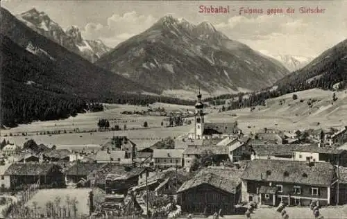 Ak Fulpmes in Tirol, Blick über die Dächer auf die Gletscher