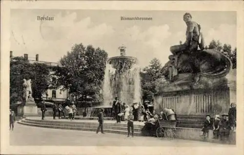 Ak Wrocław Breslau Schlesien, Bismarckbrunnen