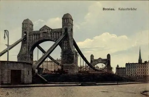 Ak Wrocław Breslau Schlesien, Kaiserbrücke