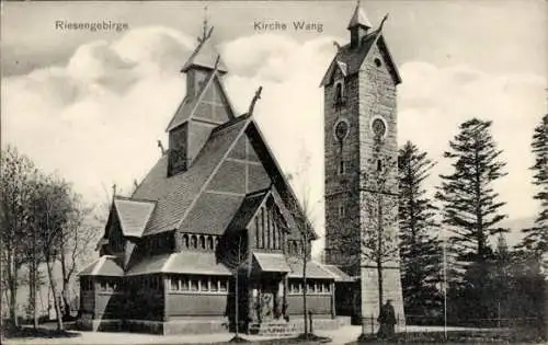 Ak Karpacz Górny Brückenberg Krummhübel Riesengebirge Schlesien, Kirche Wang