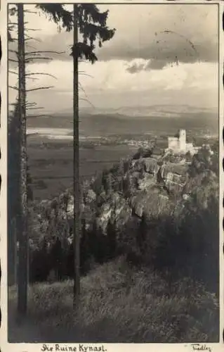 Foto Ak Sobieszów Hermsdorf Kynast Riesengebirge Schlesien, Burgruine, Talblick