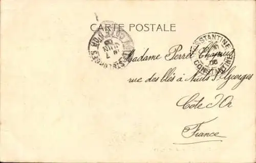 Ak Tunesien, Beduinin in Tracht, Porträt mit Kind