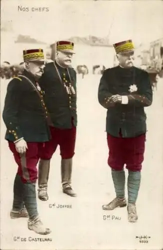 Ak General de Castelnau, General Joffre, General Pau