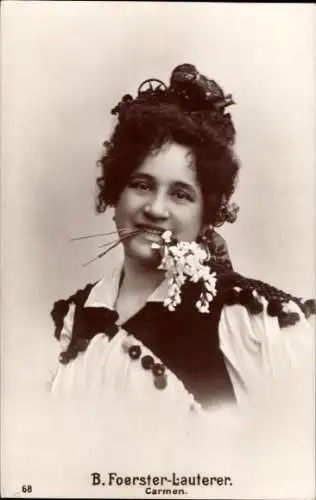 Ak Opernsängerin Bertha Foerster-Lauterer, Portrait, Carmen