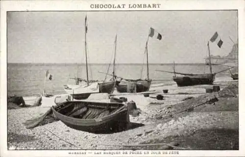 Ak Chocolat Lombart, Barques de Peche un Jour de Fete