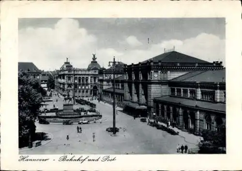 Ak Hannover in Niedersachsen, Bahnhof, Post